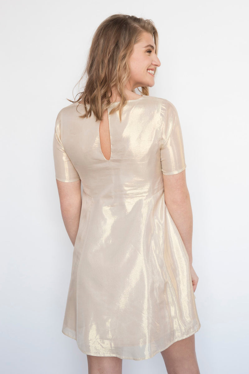 silk swing dress Swing Dress/ Faux Silk/ Ruffle Sleeve